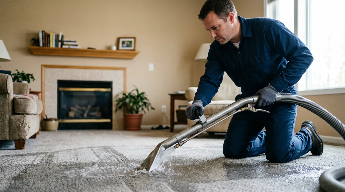 Water damage restoration technician working near Stark City, MO